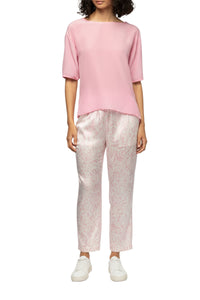 T-shirt Tarleen ample bi-matière en lin et soie - Bonbon