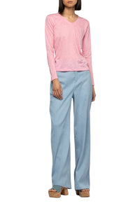 T-shirt Tanika manches longues en jersey de lin - Bonbon