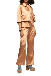 Vaicha short silk jacket inspired by a man's jacket - Camel