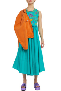 Robe Carmen sans manches - Blue