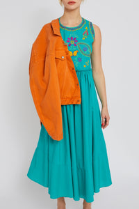 Robe Carmen sans manches - Blue