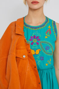 Robe Carmen sans manches - Blue