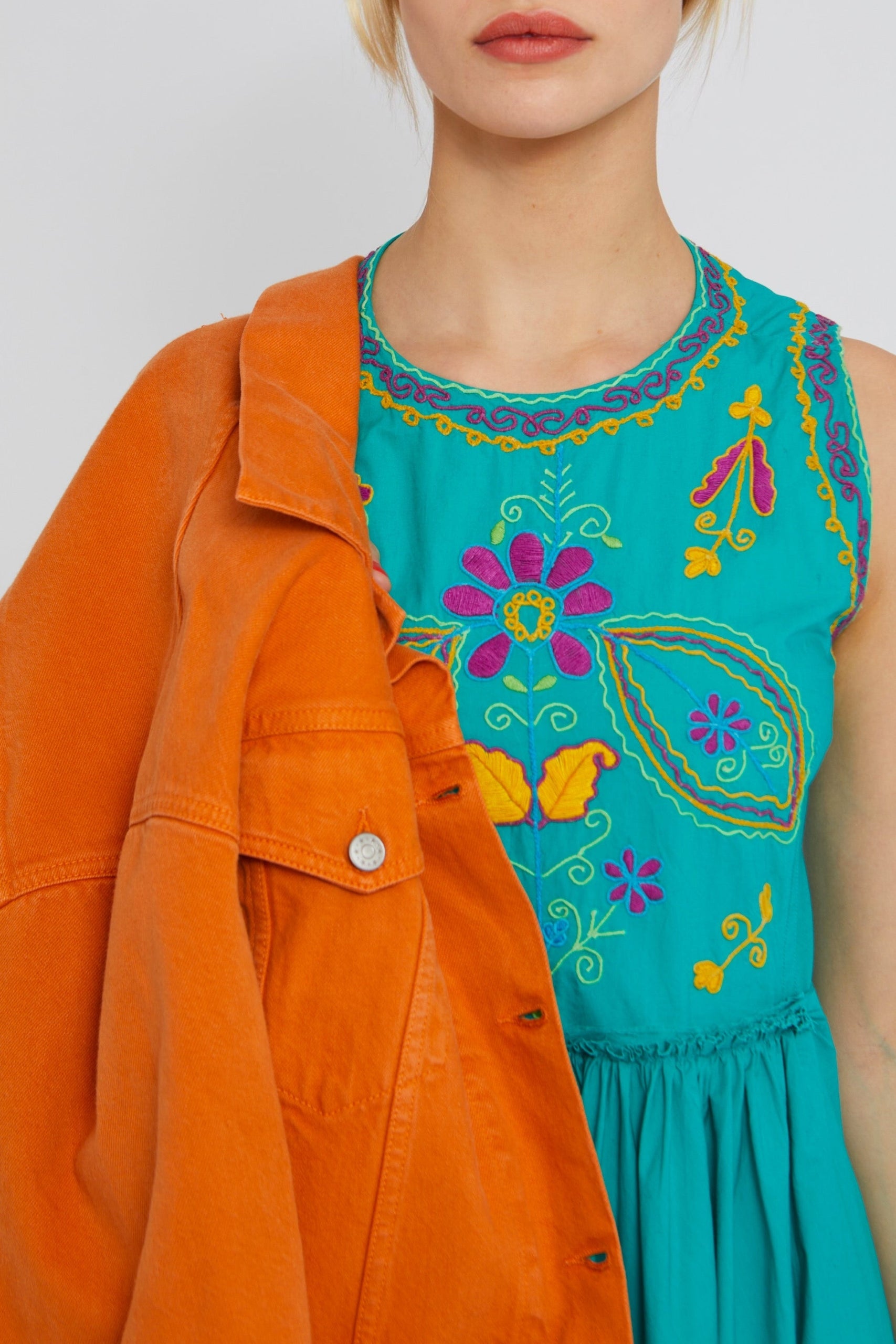 Robe Carmen sans manches - Blue