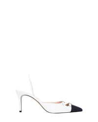 Escarpins slingback Caroline 75 en cuir - White Navy