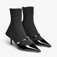 Bottines Carolyn 60 à cuir et maille - Black Intense