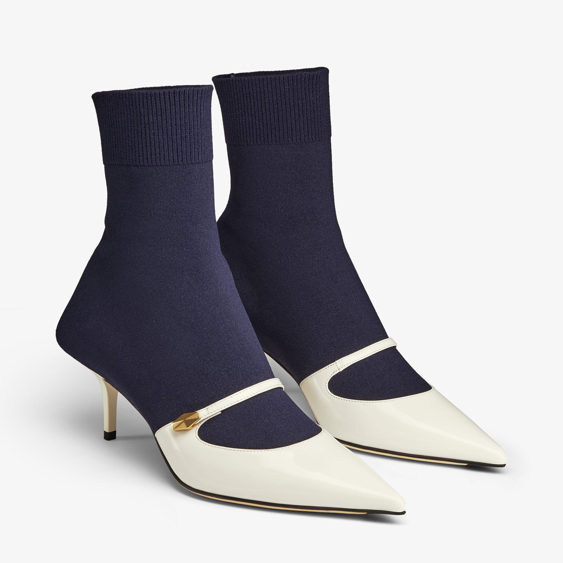 Bottines Carolyn 60 en cuir et maille - Latte & Navy