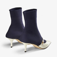 Bottines Carolyn 60 en cuir et maille - Latte & Navy
