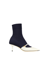 Bottines Carolyn 60 en cuir et maille - Latte & Navy