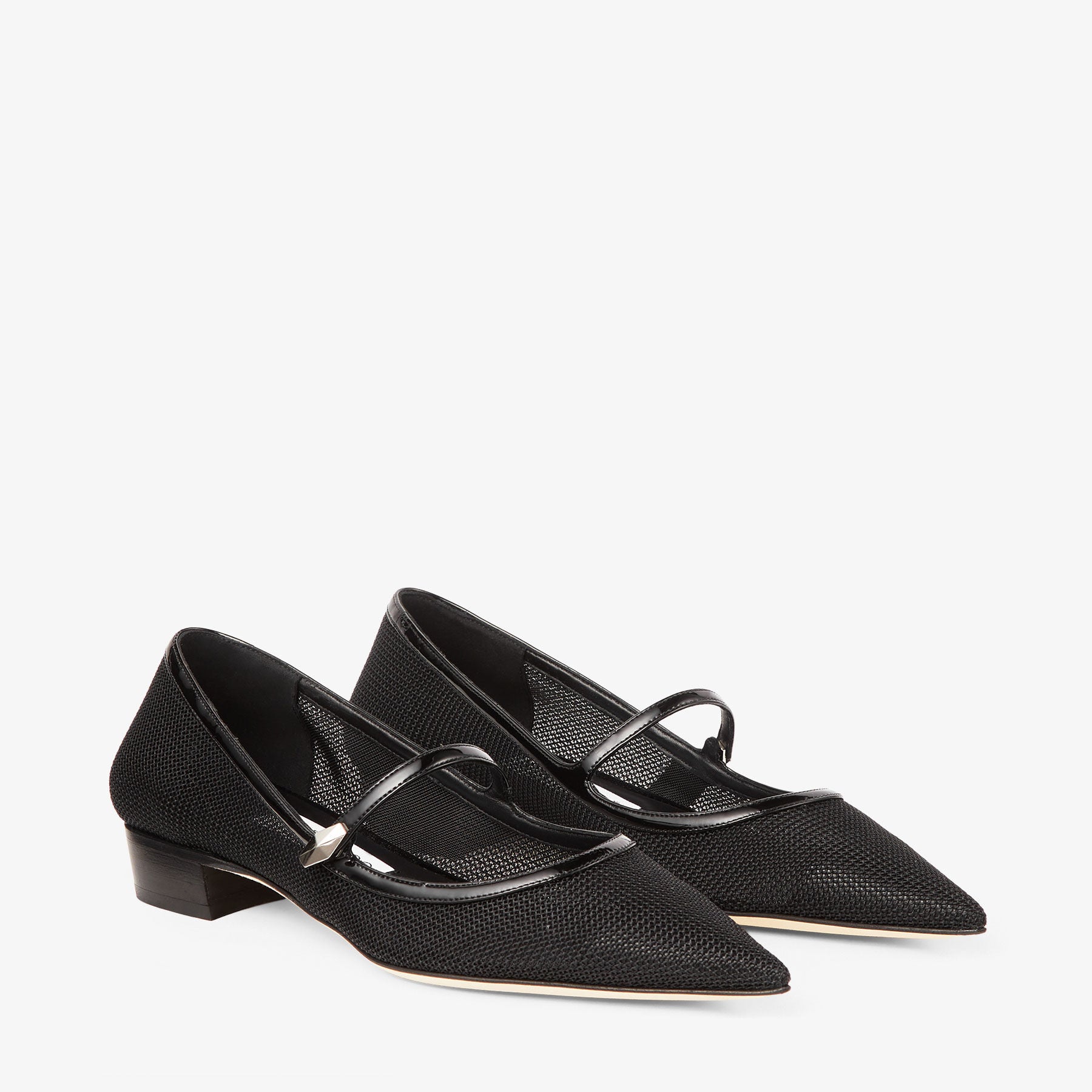 Ballerines Carolyn en mesh 3D et cuir verni - Noir