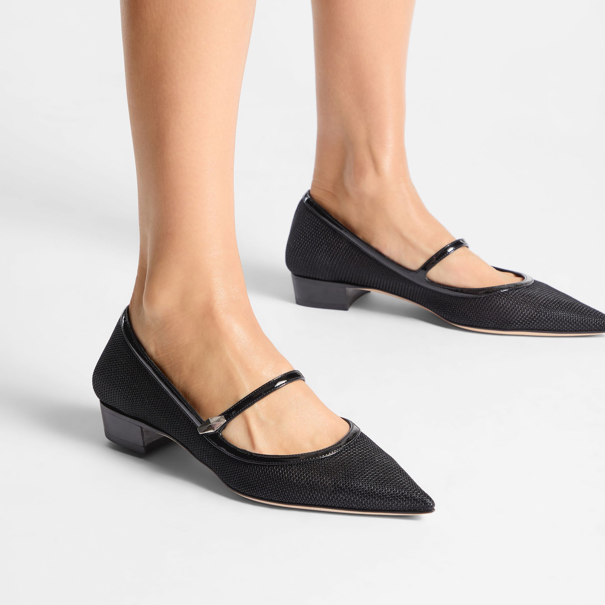 Ballerines Carolyn en mesh 3D et cuir verni - Noir