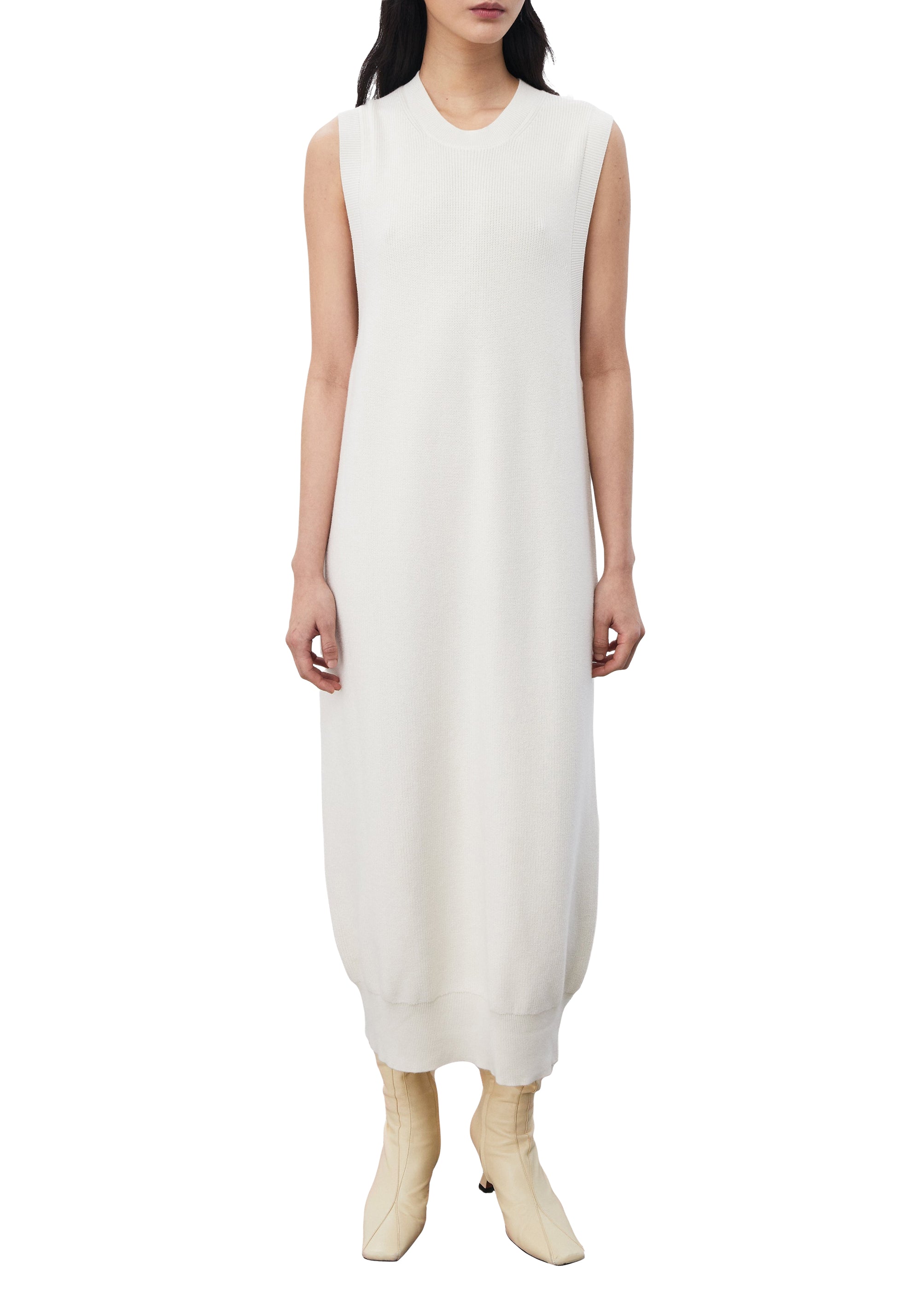 Robe longue Carraway côtelée en laine - Crème