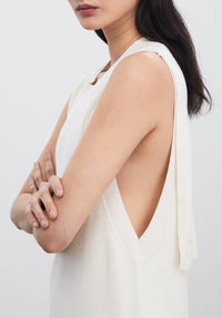 Robe longue Carraway côtelée en laine - Crème