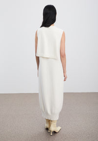 Robe longue Carraway côtelée en laine - Crème