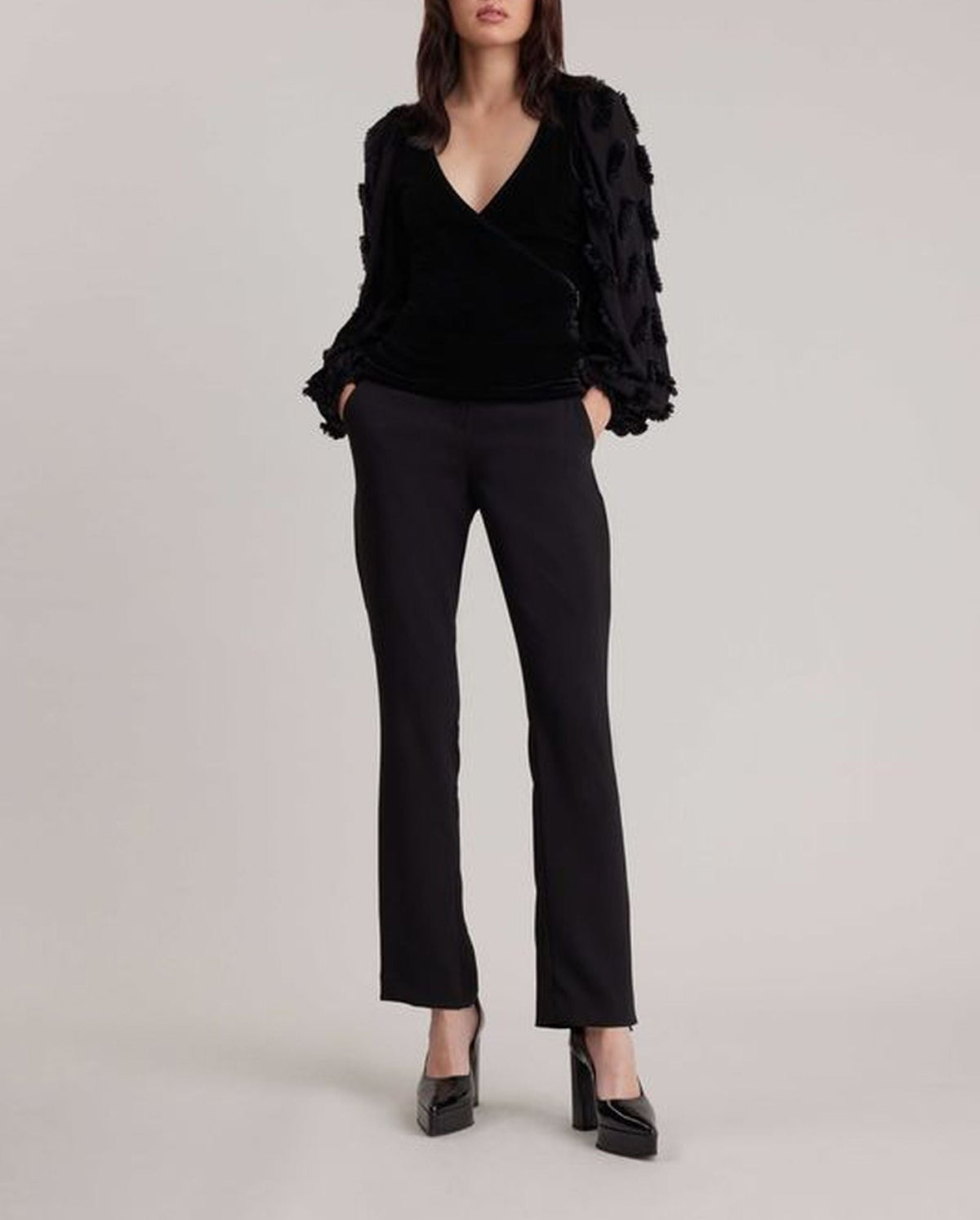 Blouse col v Carson - Black