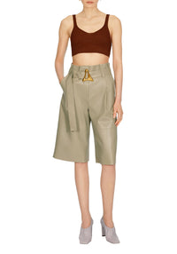Short Carson en cuir - Khaki