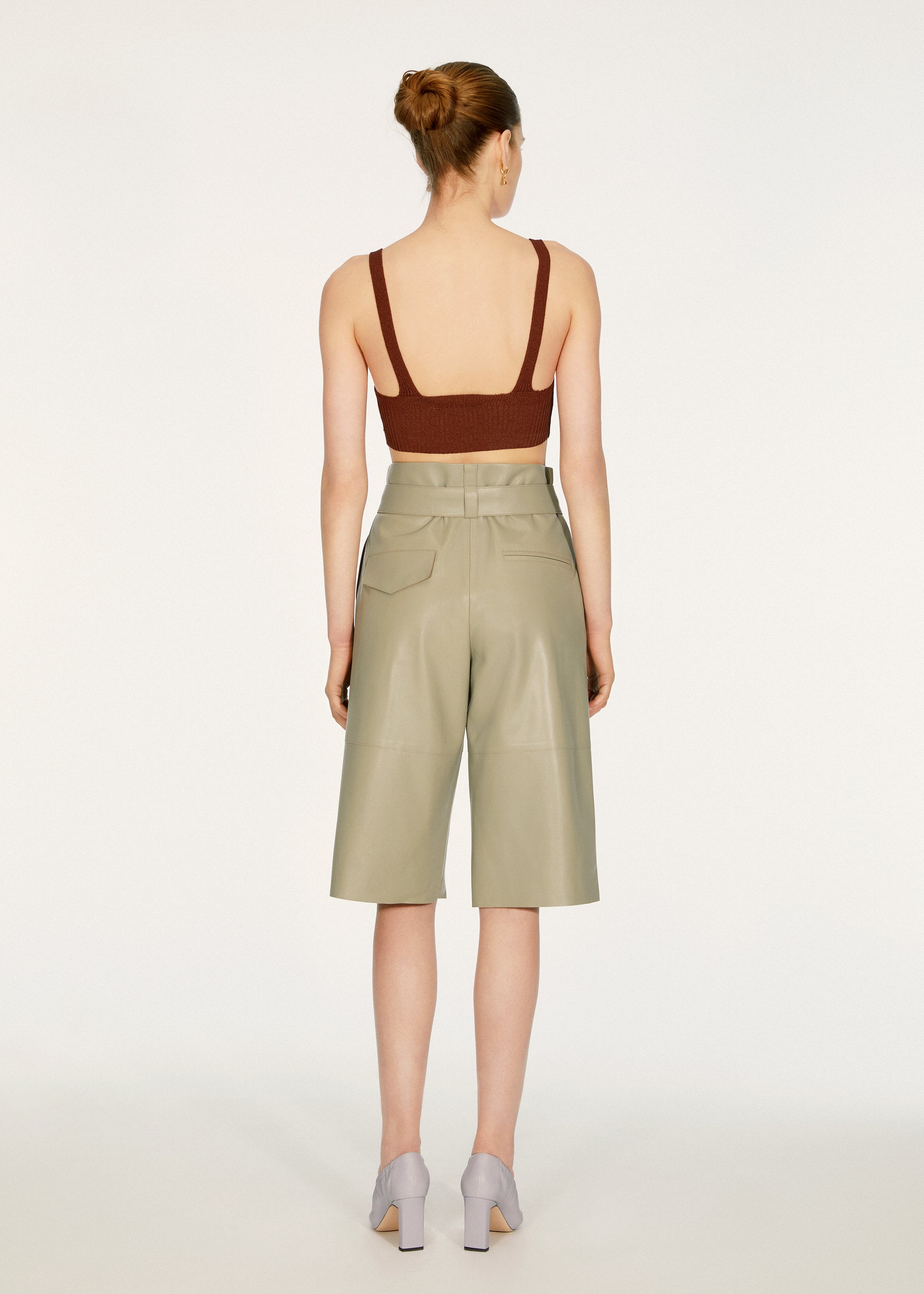 Short Carson en cuir - Khaki