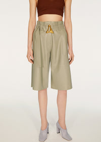 Short Carson en cuir - Khaki