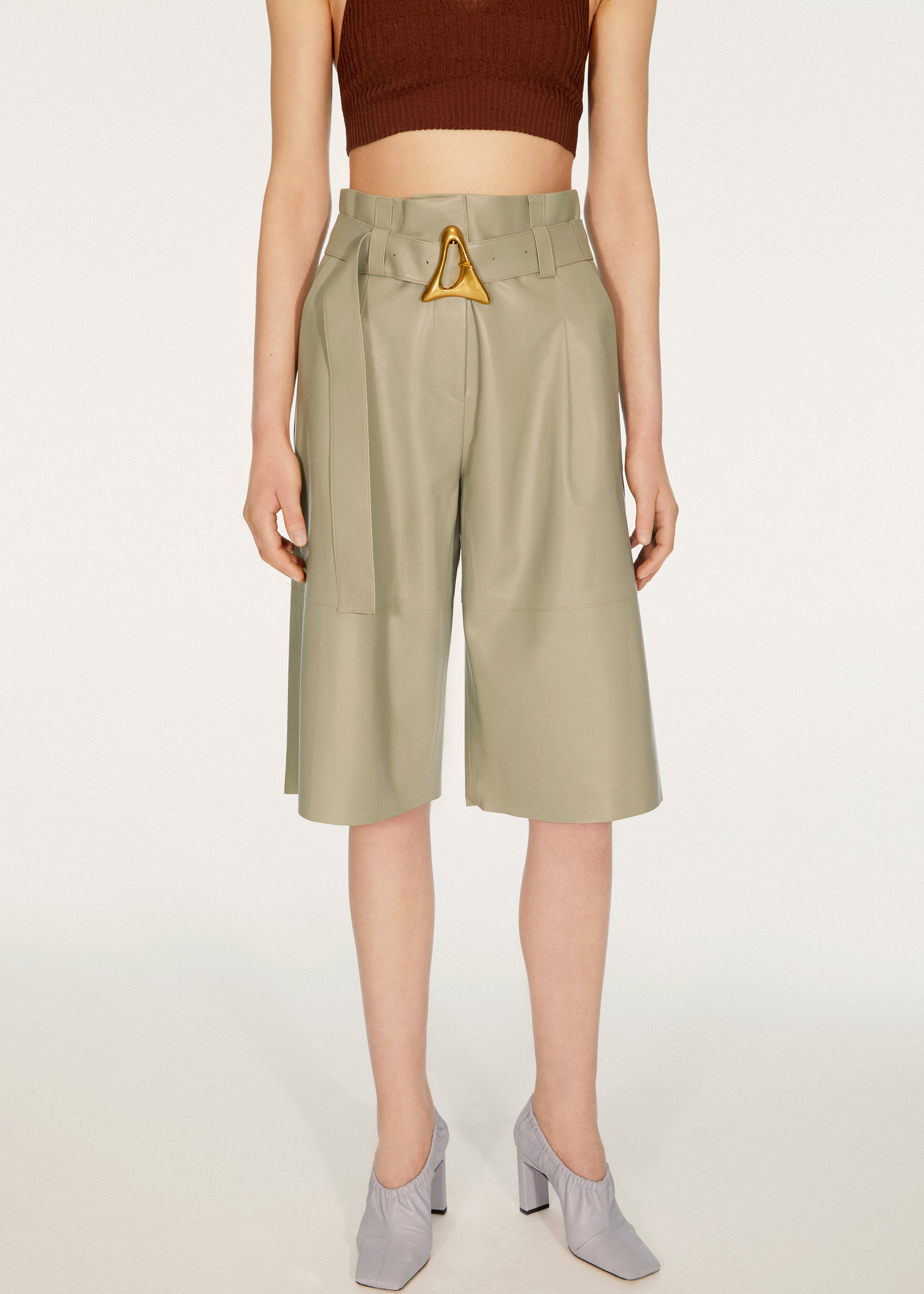 Short Carson en cuir - Khaki