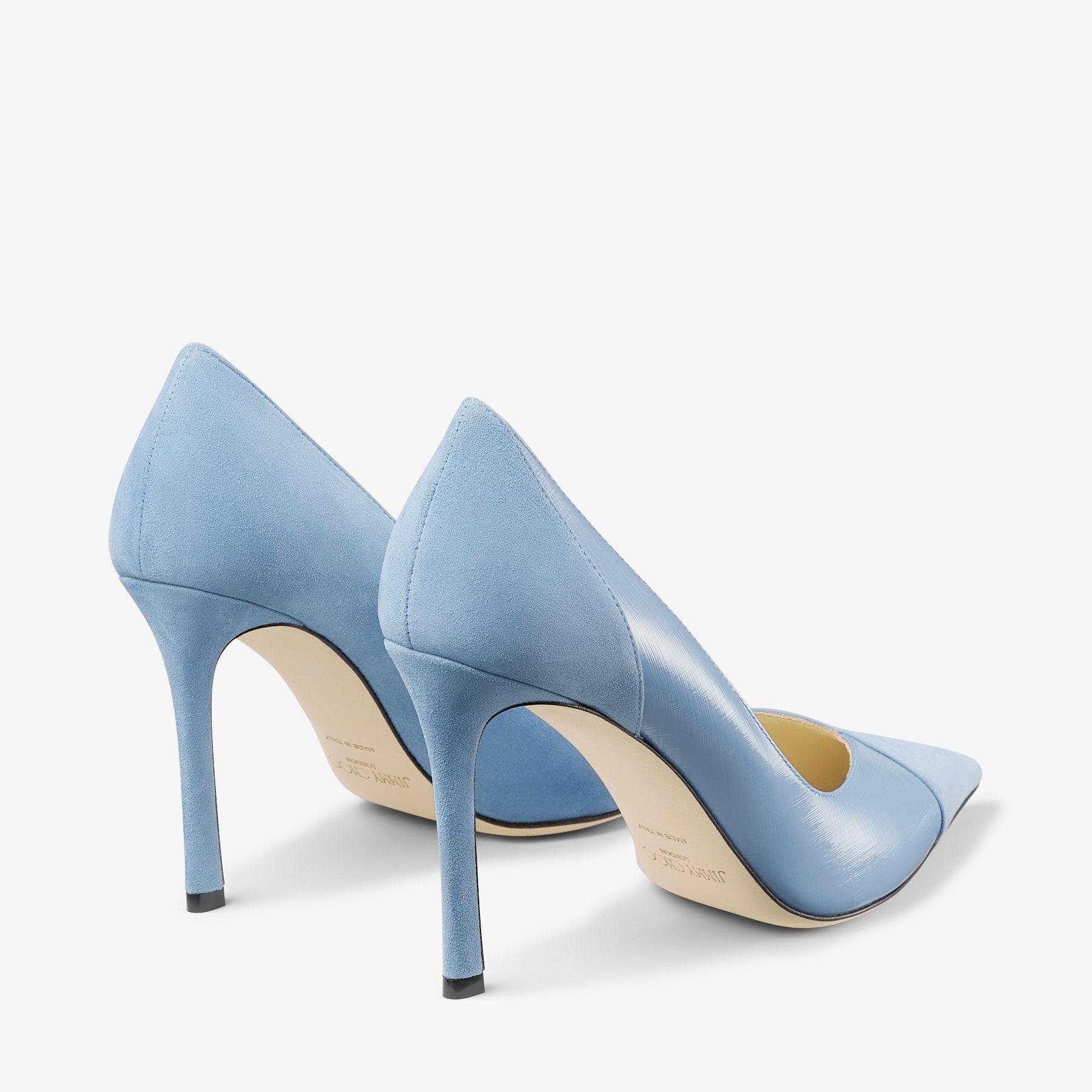 Cass 95 pumps in suede and patent leather - Smoky Blue & Smoky Blue