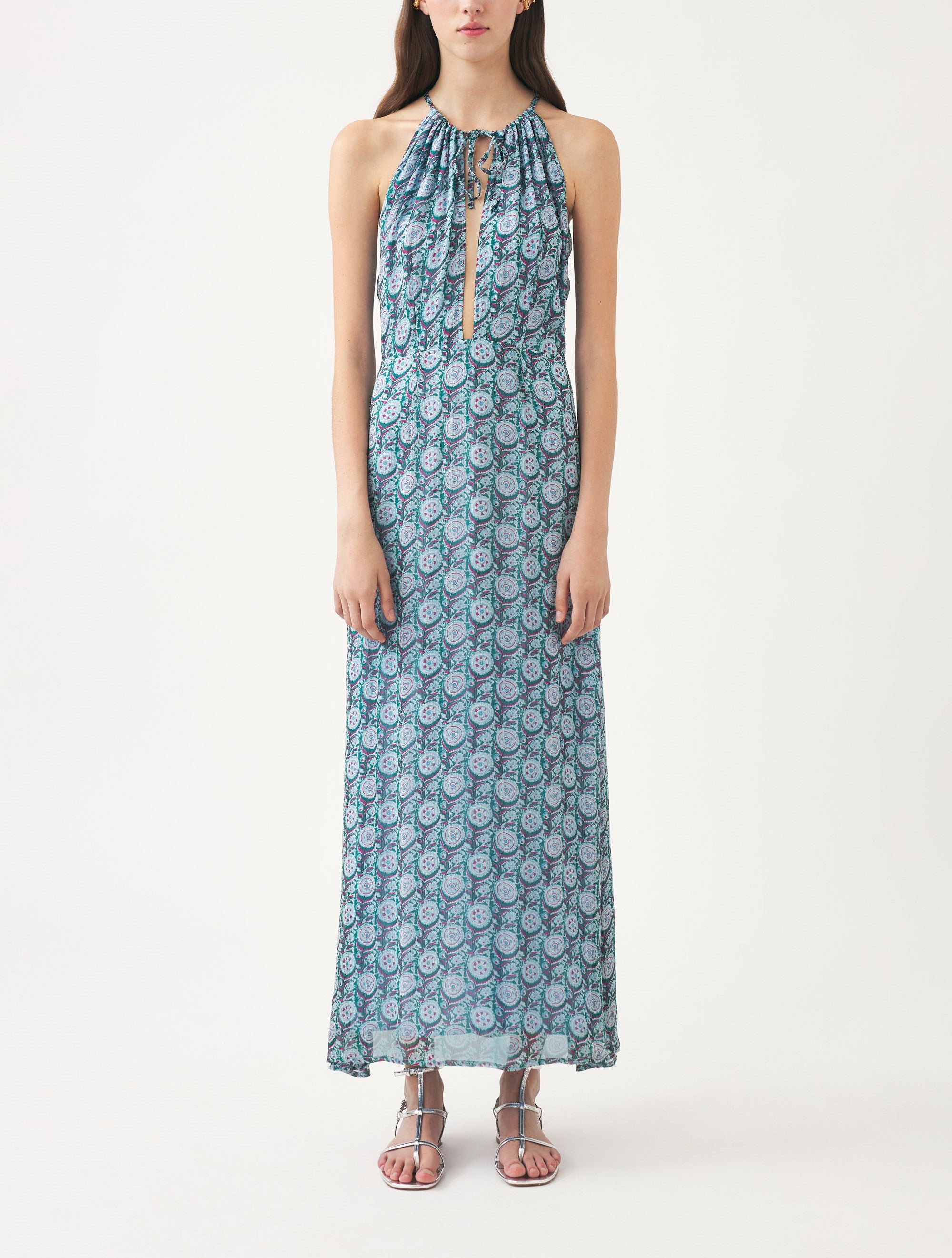 Robe longue imprimée Cassy - Blue