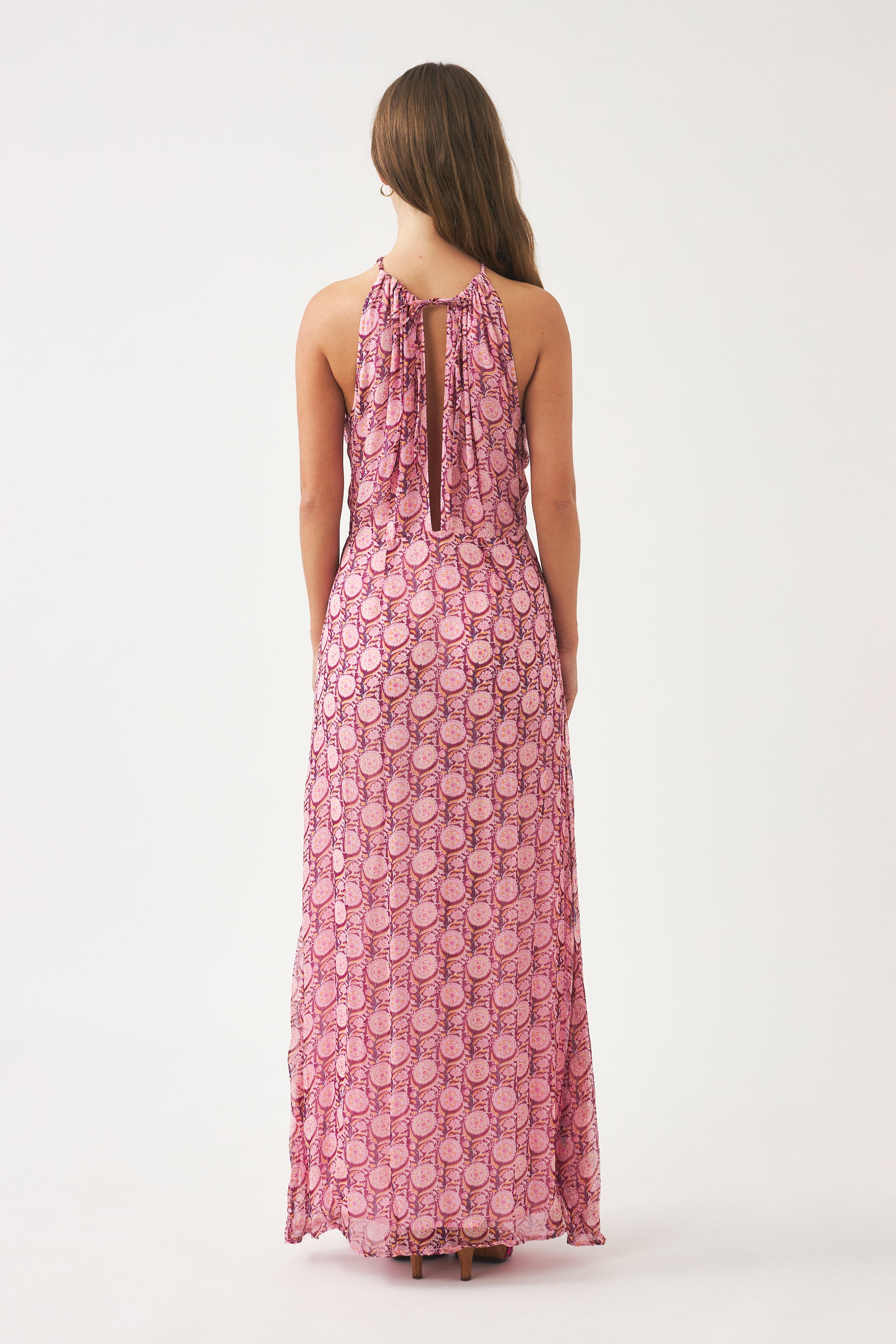 Robe longue imprimée Cassy - Pink