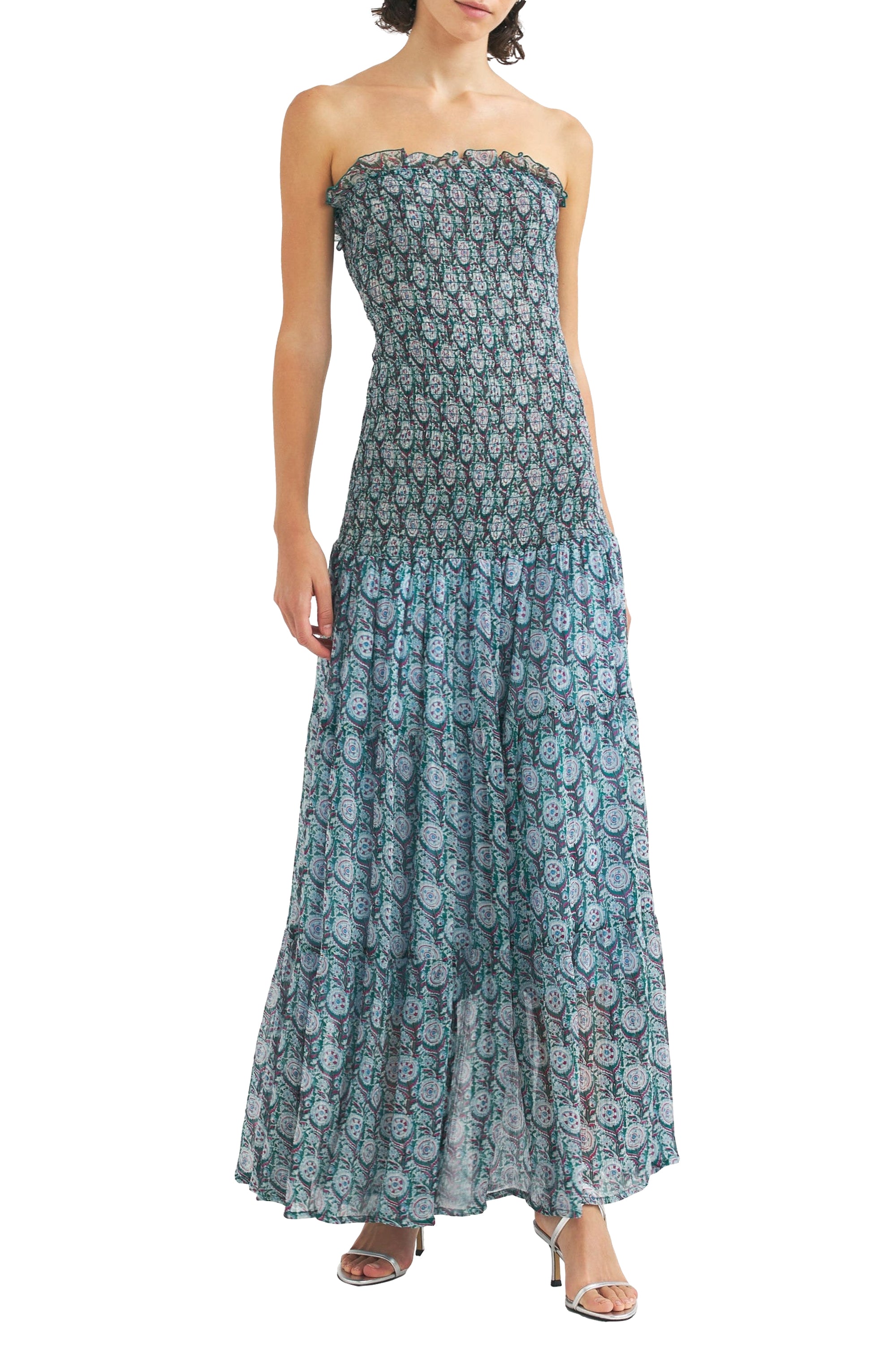 Robe bustier smockée Cassy - Blue