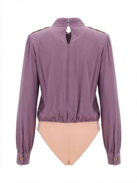 Body à col torsadé et boutons - Candy Violet