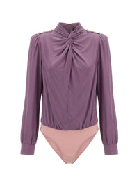 Body à col torsadé et boutons - Candy Violet