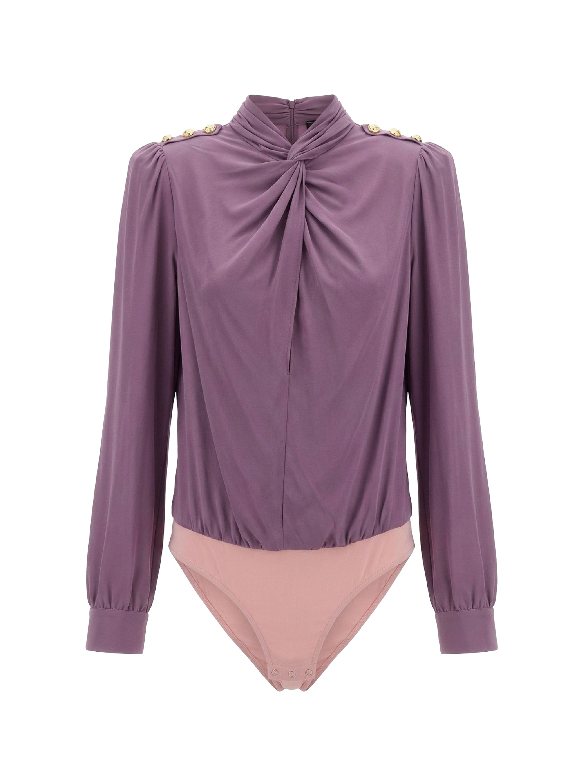 Body à col torsadé et boutons - Candy Violet
