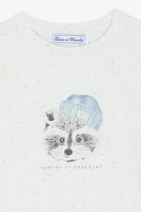 T-shirt - Ecru illustration raton laveur