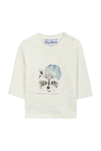 T-shirt - Ecru illustration raton laveur