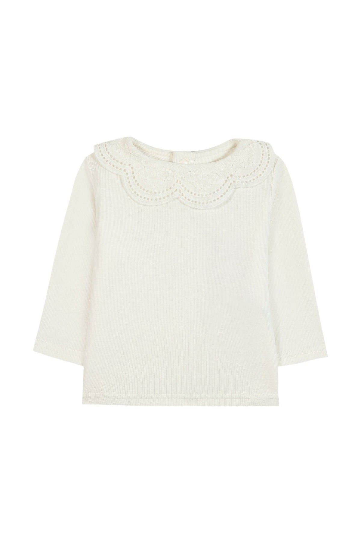 T-shirt - Ecru col dentelle