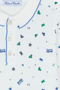 Polo - Bleu électrique illustration pixels