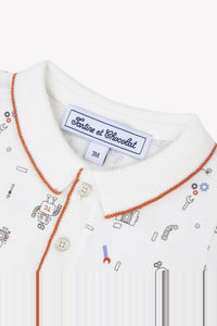 Little robot cotton polo shirt - Terracotta