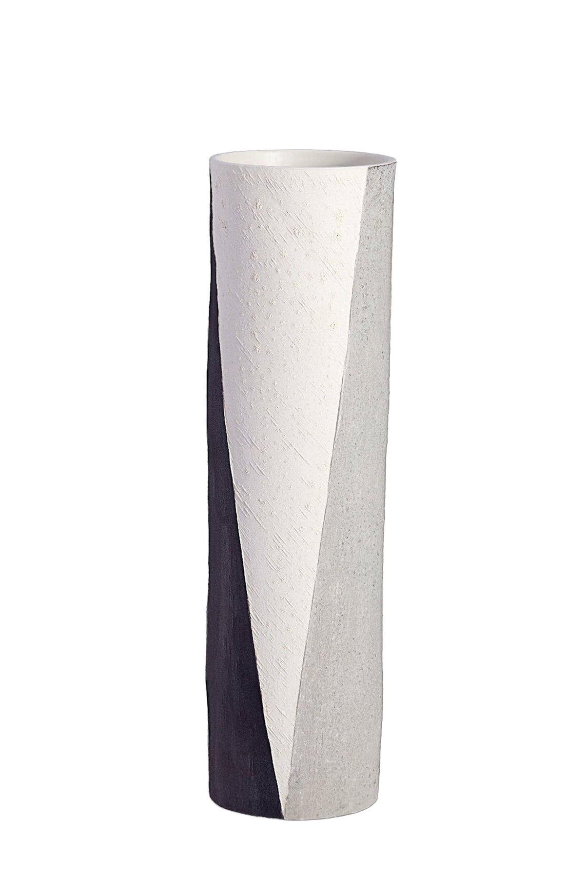 Grand vase Cubisme en faïence - Blanc, Gris & Noir