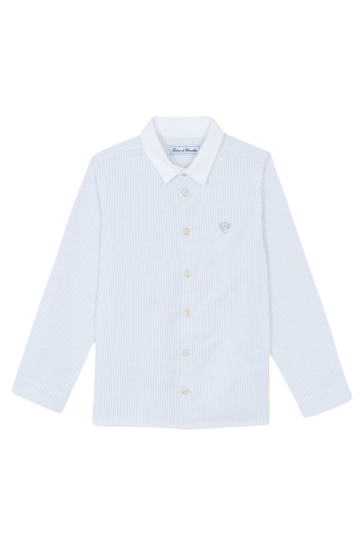 Chemise - Gris clair rayures avec boutons apparents