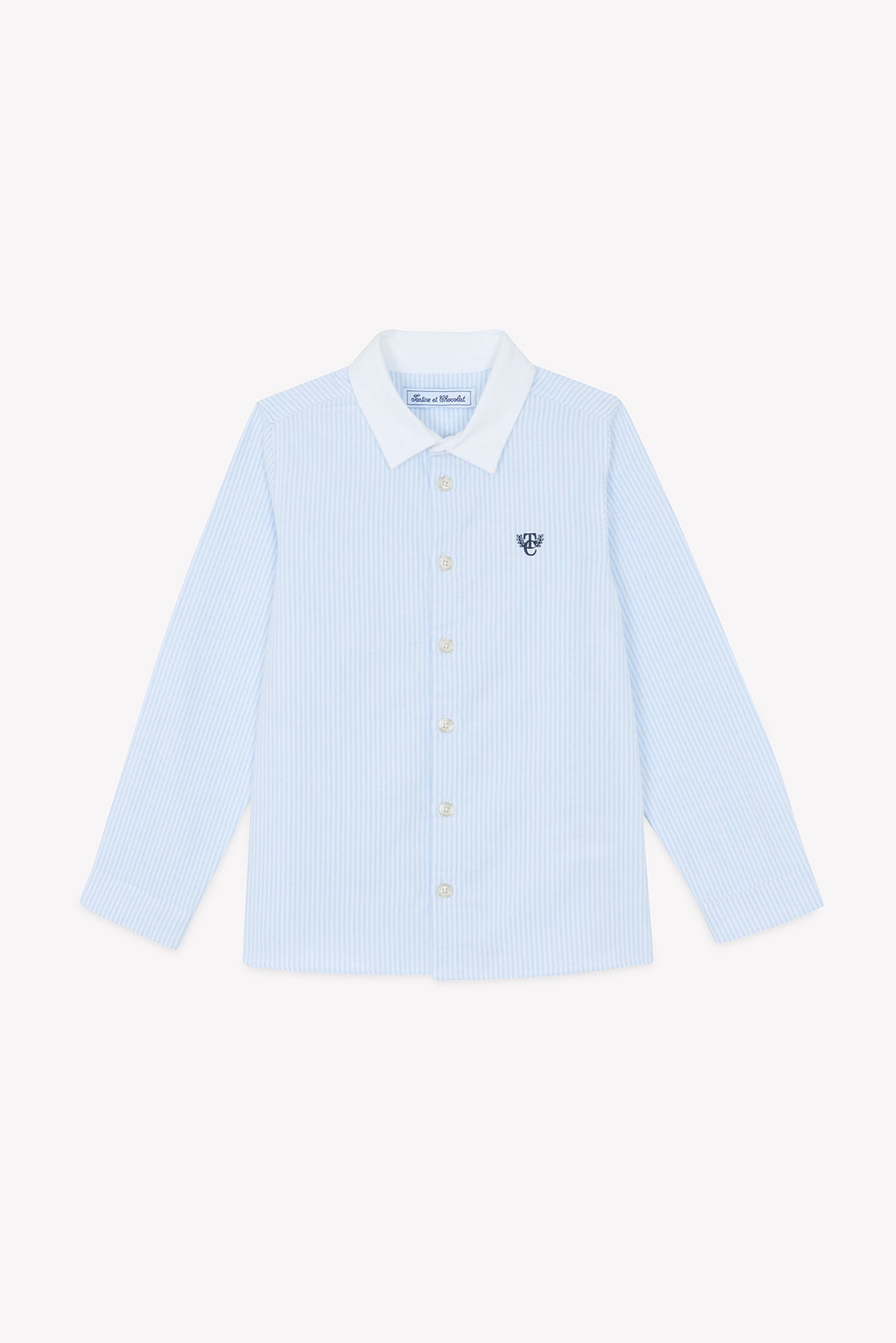 Bleu Ciel Rayé / Chemise - Bleu Ciel Rayures Avec Boutons Apparents