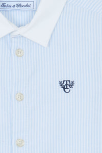Bleu Ciel Rayé / Chemise - Bleu Ciel Rayures Avec Boutons Apparents