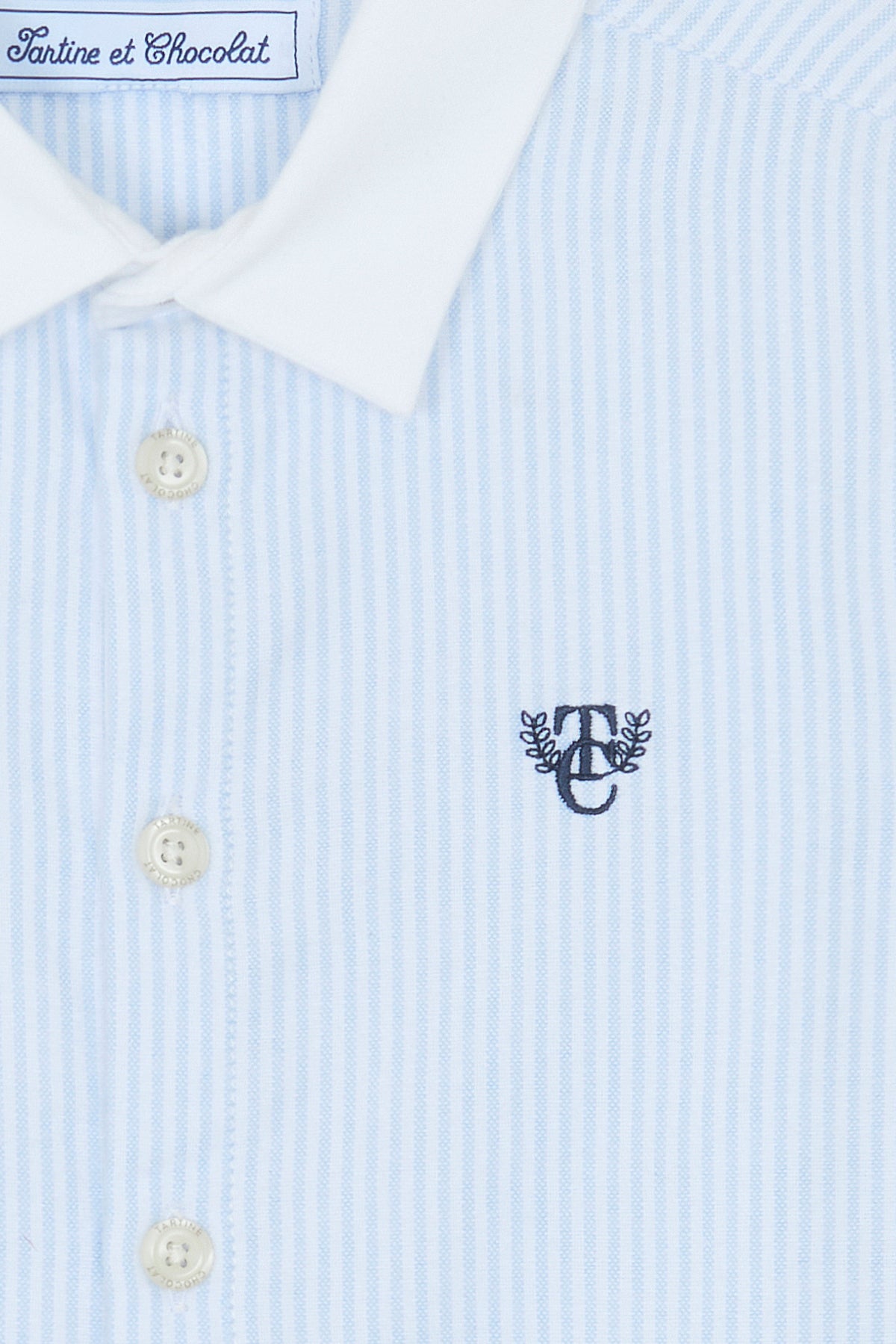 Bleu Ciel Rayé / Chemise - Bleu Ciel Rayures Avec Boutons Apparents