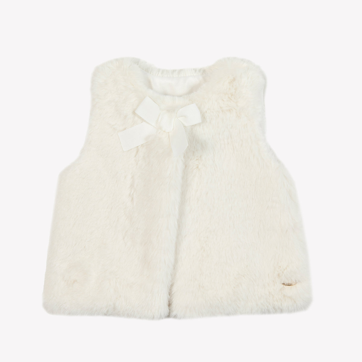 Gilet - Rose pâle imitation fourrure avec nœud