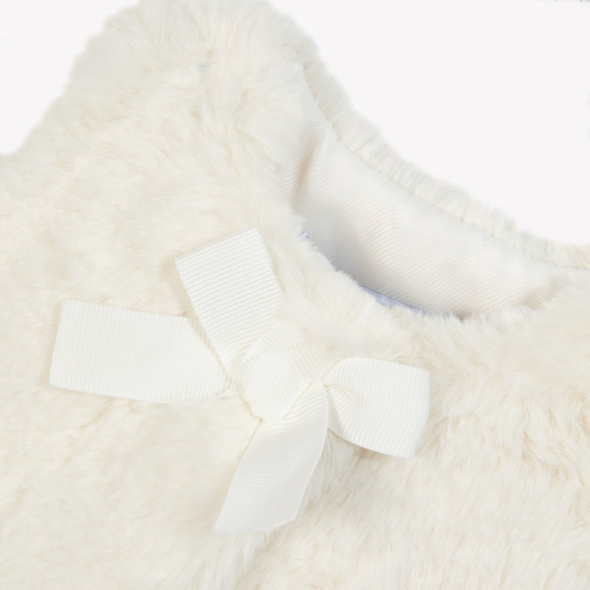 Gilet - Rose pâle imitation fourrure avec nœud