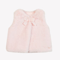 Gilet - Rose pâle imitation fourrure avec nœud