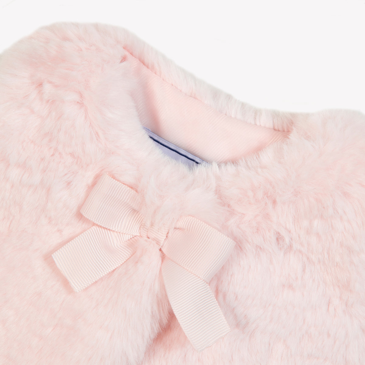 Gilet - Rose pâle imitation fourrure avec nœud