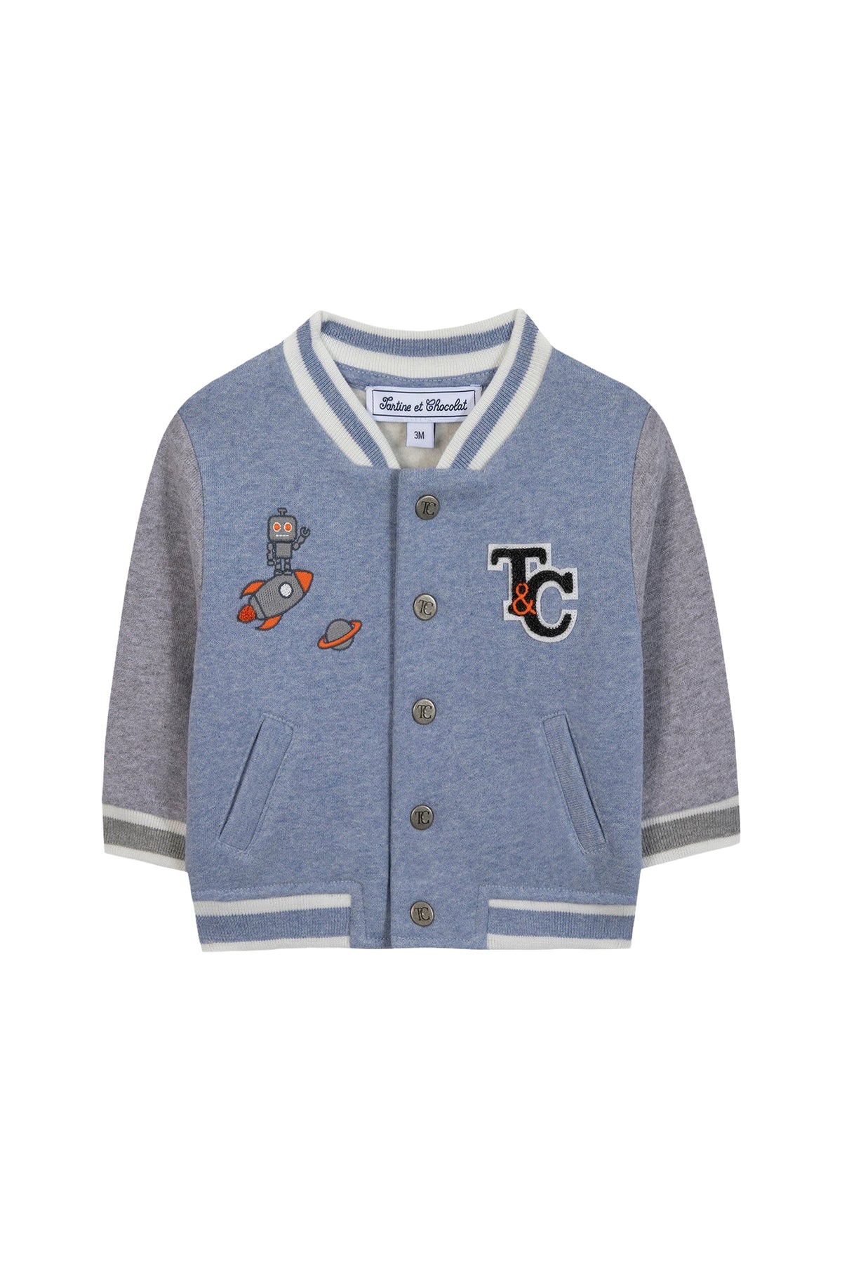 Gilet petit robot en coton - Bleu grisé