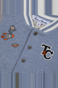 Gilet petit robot en coton - Bleu grisé