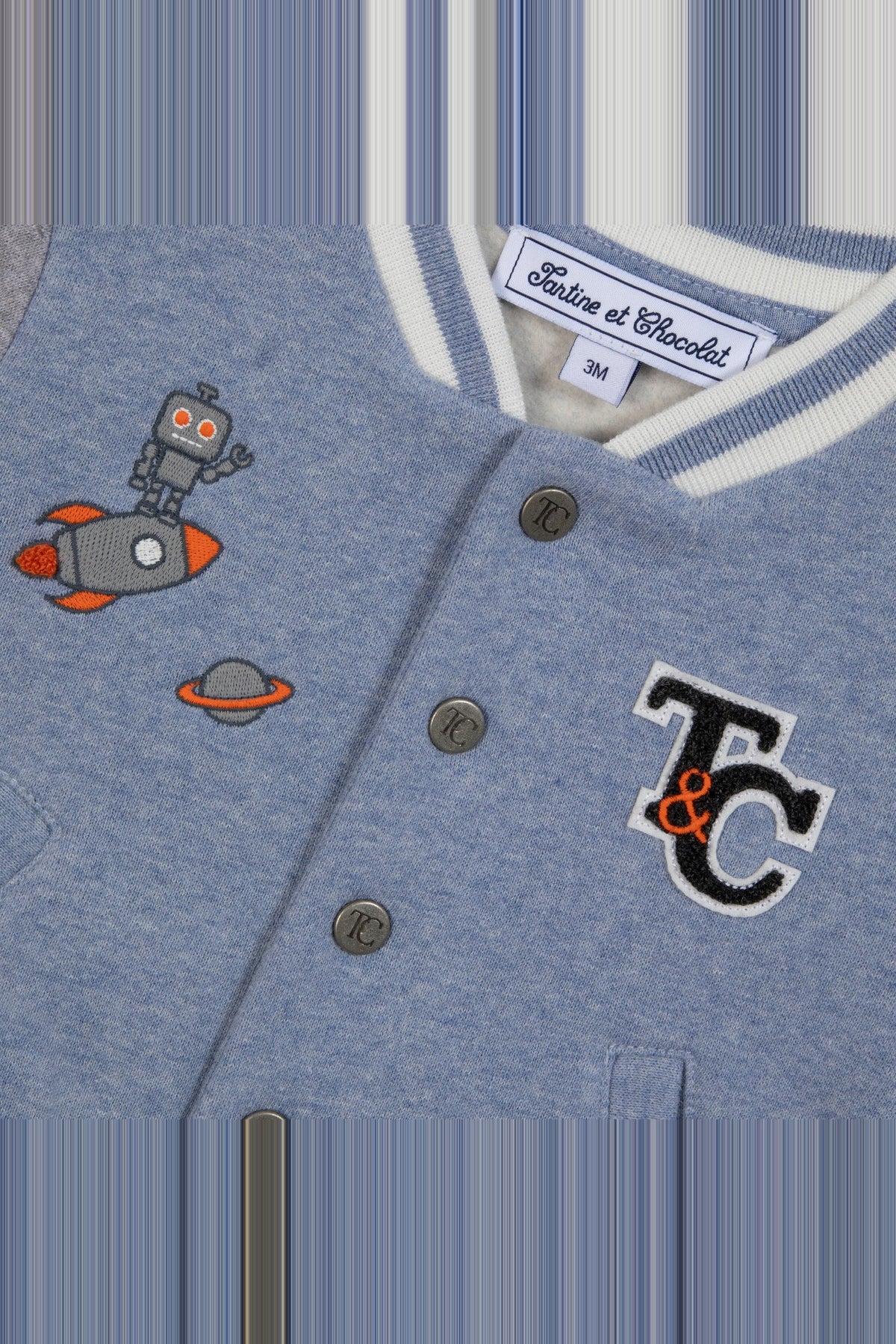 Gilet petit robot en coton - Bleu grisé