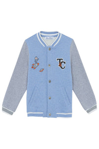 Gilet petit robot en coton - Bleu grisé