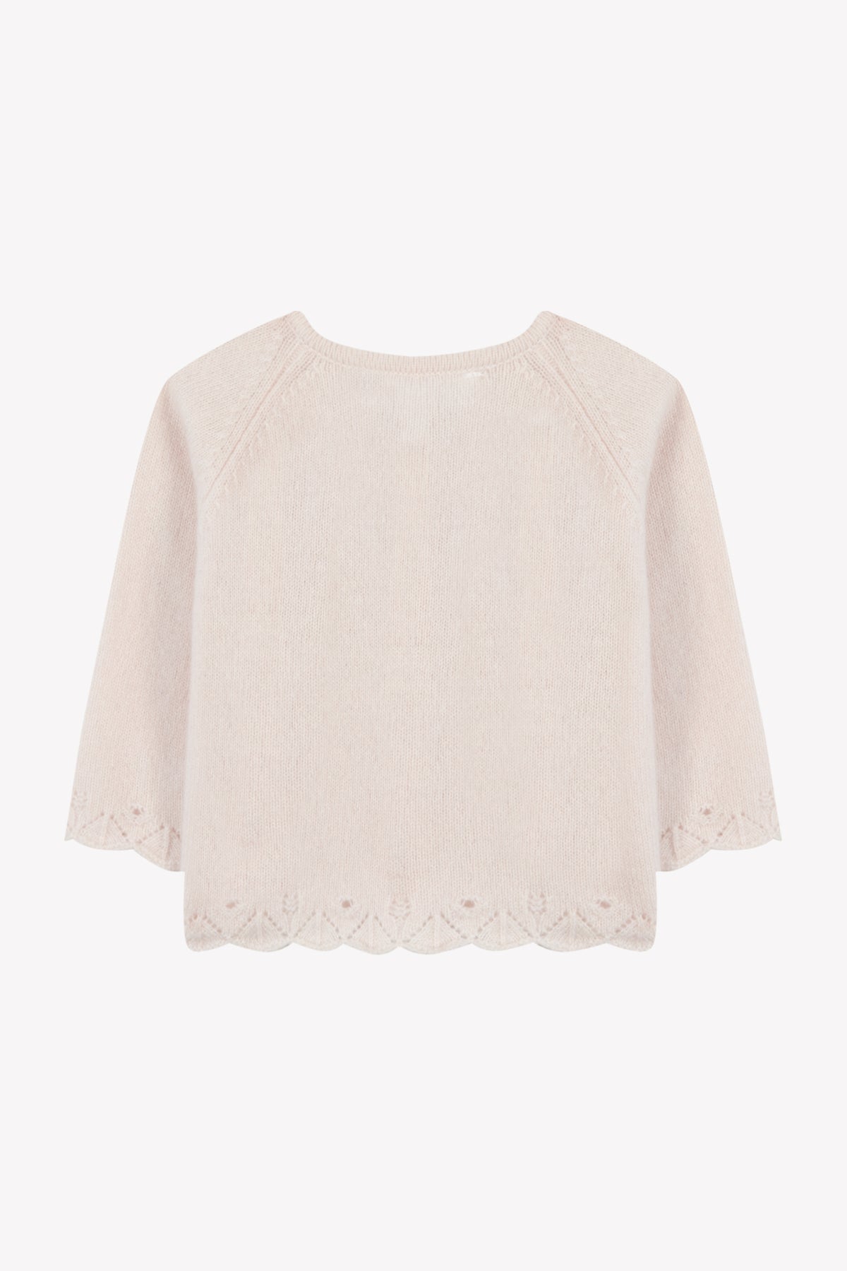 Rose Pâle / Cardigan - Rose Pâle Broderie Feuillage