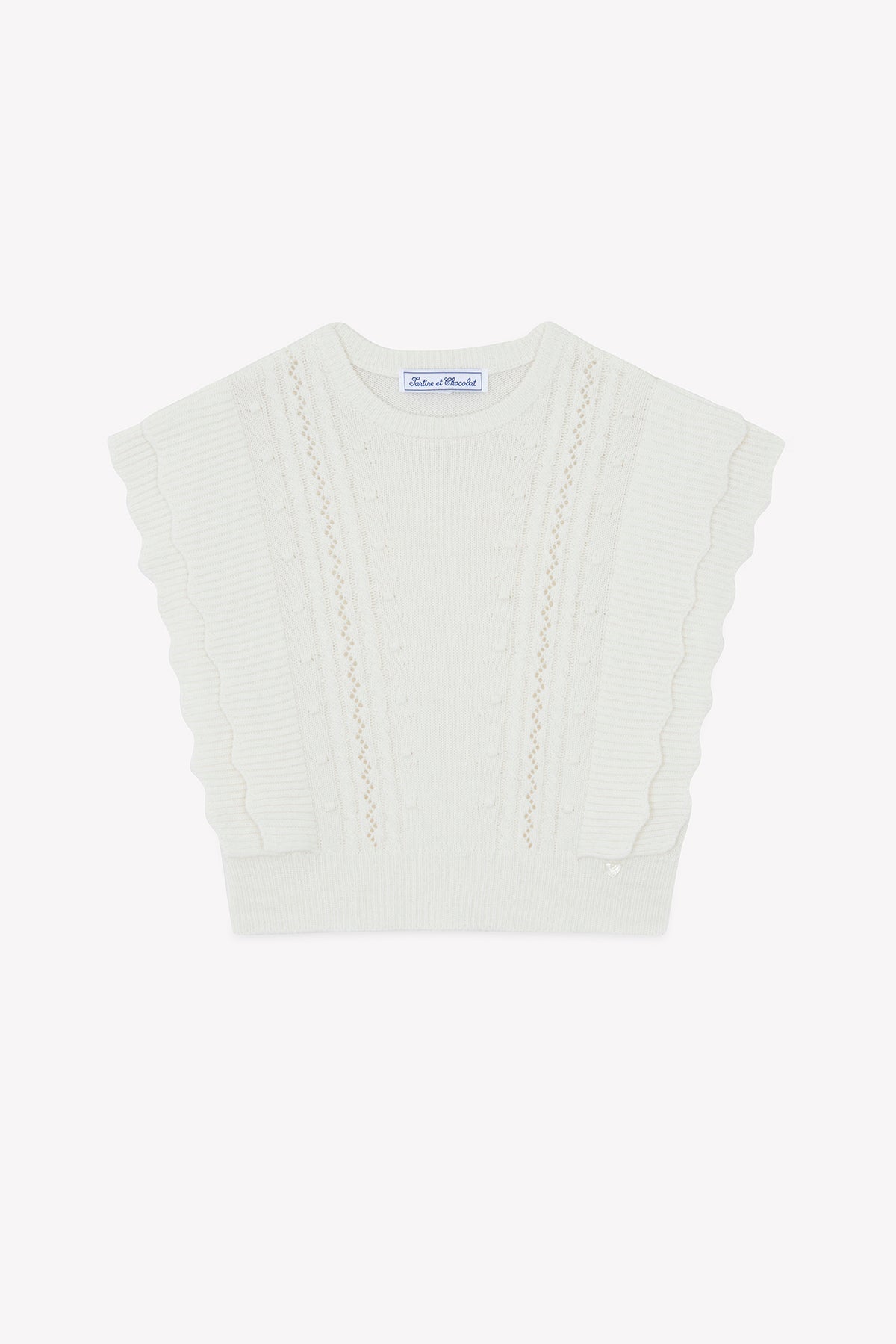 Nacre / Cardigan - Ecru Sans Manche