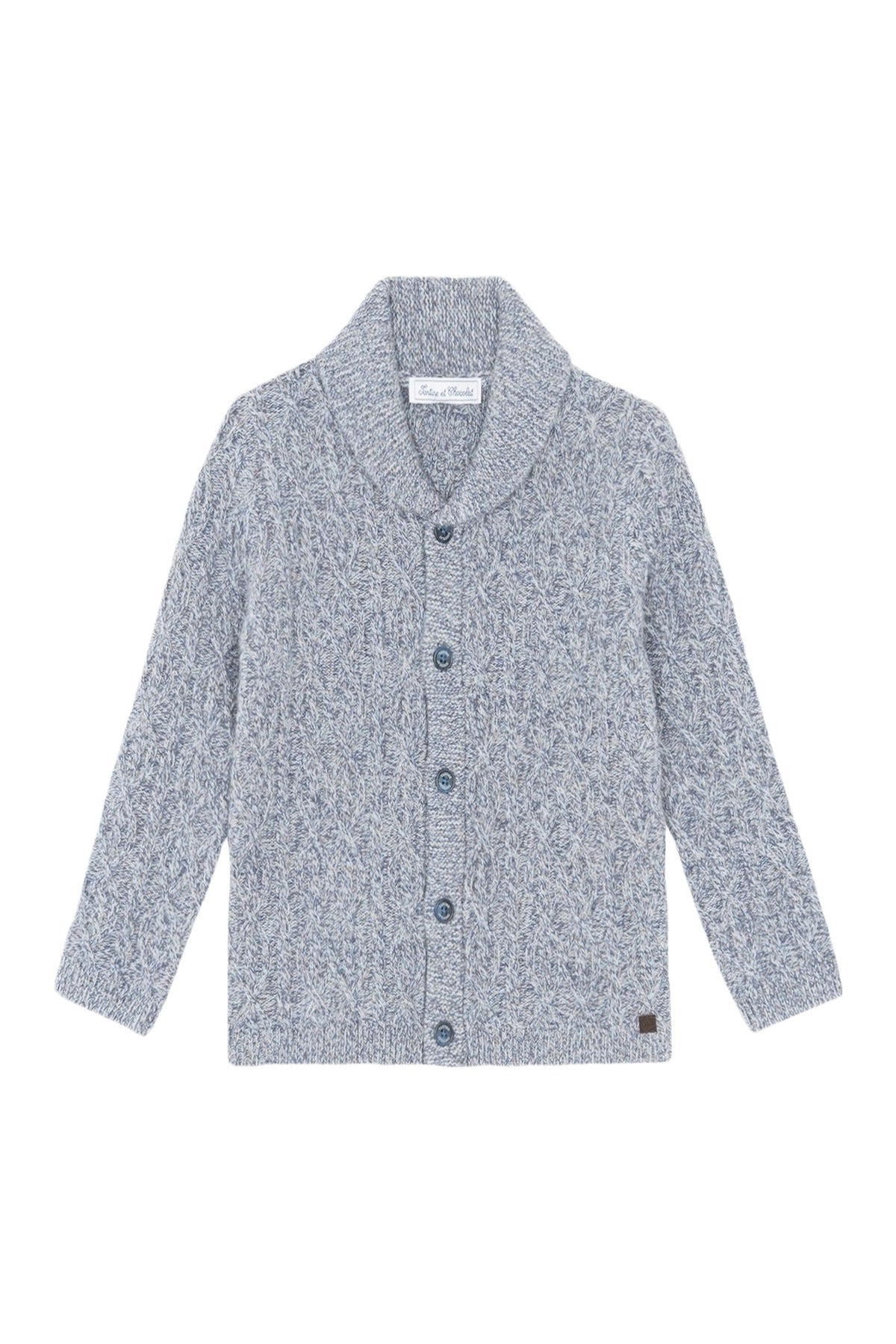 Gilet - Marine col châle maille torsadée